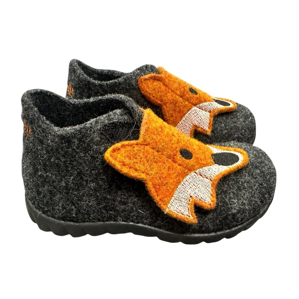 Superfit‎ Happy Fox Dark Grey Felt Slippers Velcro Size EU 19 US 6-12 months